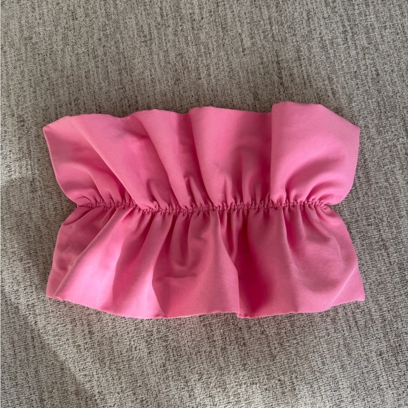 Zara Pink Strapless Ruffled Top - Picture 2 of 4